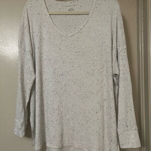 American Eagle Outfitters White Speckled Long Sleeve Top